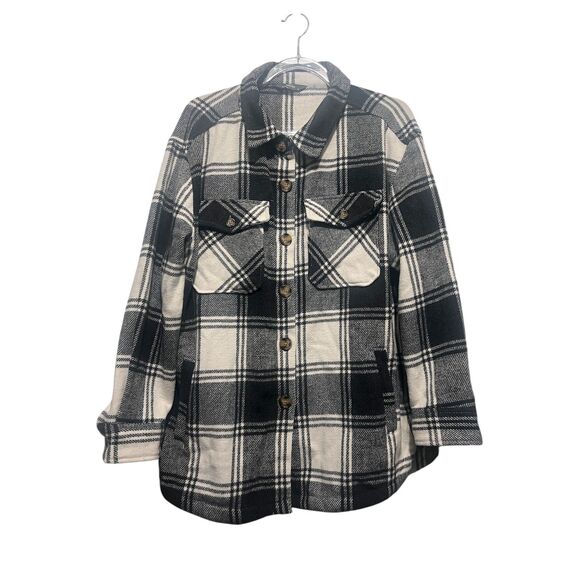 Member’s Mark Plaid Shacket Women’s M Oversized Relaxed Fit Button Front Jacket - Picture 1 of 4